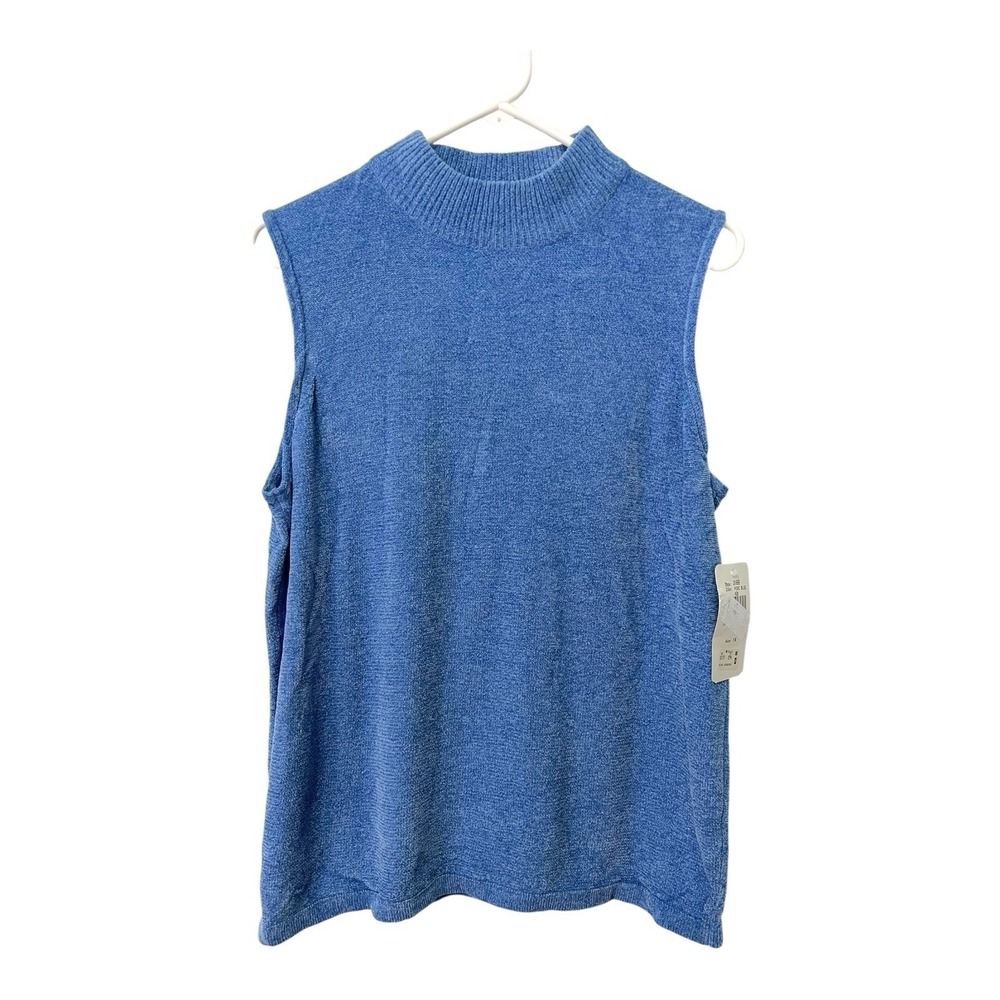 NEW Dillards Hampshire Studio 1X Blue Sleeveless Sweater Business‎ Casual Office